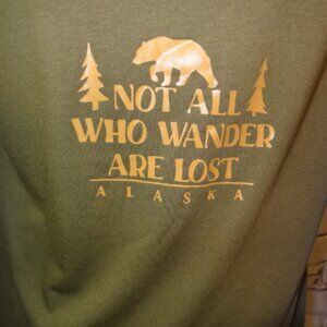 NWT. Kalon Army Green 'Not All Who Wander are Lost' Graphic Tee-Shirt